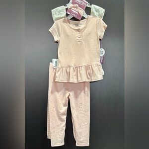 Nanette 4 pc.Ribbed Peplum waist & a cap flutter sleeve top, 2 stretch leggings